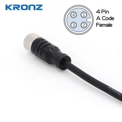 M12 Connector with Pre-molded PVC Cable Unshielded Female 4A IP67 Circular Connector