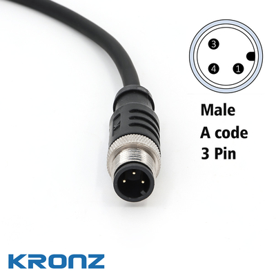 M12 Sensor Connectors with PVC Cable A Code Industrial Straight Connector IP67