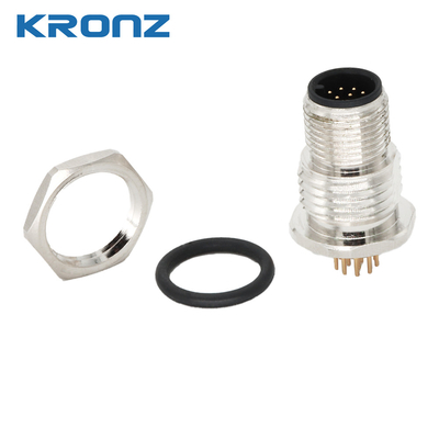 M12 Male Conector Panel Mounting 12 Pin A Code Circular Connectors for PCB Mounting
