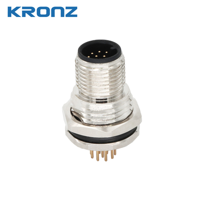M12 Male Conector Panel Mounting 12 Pin A Code Circular Connectors for PCB Mounting