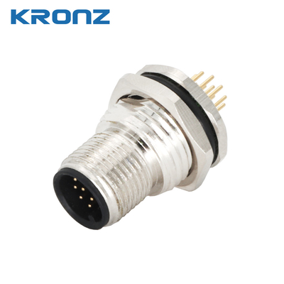 M12 Male Conector Panel Mounting 12 Pin A Code Circular Connectors for PCB Mounting