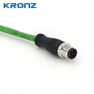 M12  Connector Pre-assembled IE Cable for Ethernet/IP Shielded 4/8 Pin D Coding
