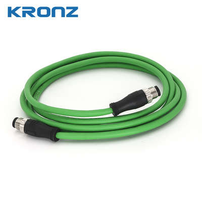 M12  Connector Pre-assembled IE Cable for Ethernet/IP Shielded 4/8 Pin D Coding