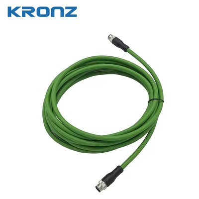 M12 Lan Cable Connector 2×2×0.14,shielded 2×2×26AWG blueish green, PUR,drag chain, OD=6.2