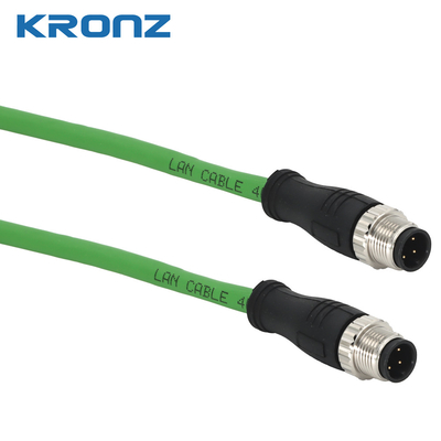 M12 Connector 8 Pin Dual Shield PVC Blueish Green Lan Cable 4 X 2 X 26AWG OD=6.2 IE Cable