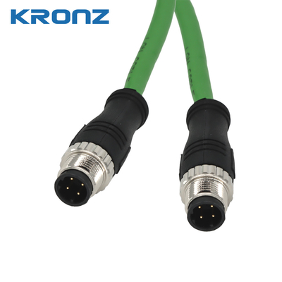 M12 Connector 8 Pin Dual Shield PVC Blueish Green Lan Cable 4 X 2 X 26AWG OD=6.2 IE Cable
