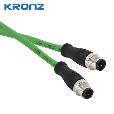 M12 Connector with Pre-assembled IE Cable 5 Meter 4×2×0.14 Shielded 26AWG LAN 8 Pin
