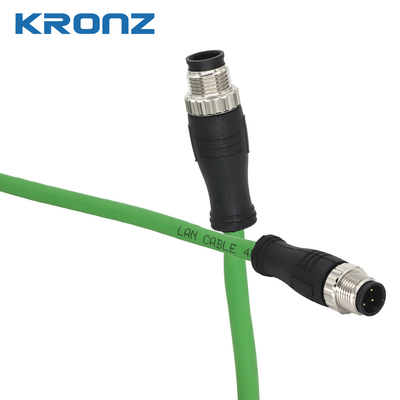 M12 Connector IE Cable A-coding IEC 61076-2-101 LAN Connector with Pre-molded Cable