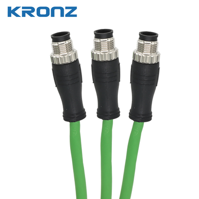 M12 Connector IE Cable A-coding IEC 61076-2-101 LAN Connector with Pre-molded Cable