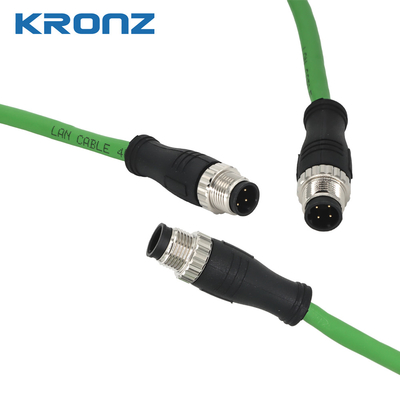 LAN M12 Connector Waterproof IE Cable for Ethernet 8 Pin A-coding 4 x 2 x 26AWG PVC