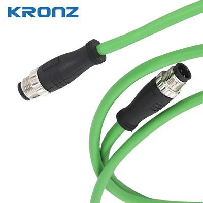 M12 Shielded Ethernet Cable Connector A Code 4 x 2 x 24AWG PUR Drag Chain OD=6.9