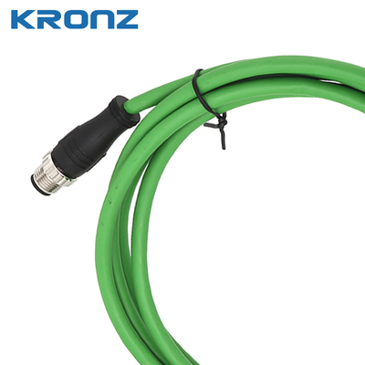 M12 Shielded Ethernet Cable Connector A Code 4 x 2 x 24AWG PUR Drag Chain OD=6.9