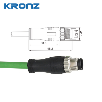 M12 Connector Ethernet / IP Dual Shielded Cable X Code 0.5A 50V 24AWG PVC 5 Meter Cable