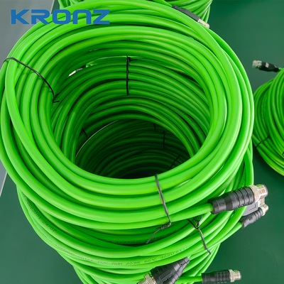 M12 Pre-assembled Connector Ethernet/IP Dual Shielded PVC Cable 8 Pin X Code Connector