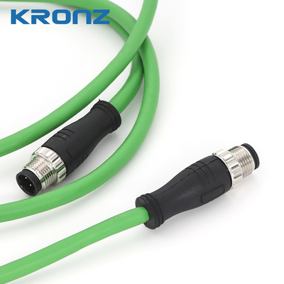 M12 Pre-assembled Connector Ethernet/IP Dual Shielded PVC Cable 8 Pin X Code Connector