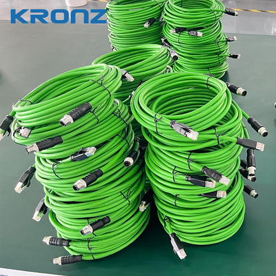 M12 Lan Cable Connector For Ethernet / IP Dual Shield 4 X 2 X 24AWG Yellowish Green OD=8.0