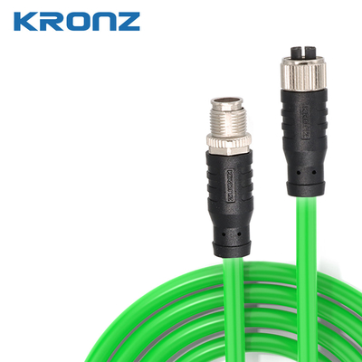 M12 IE Connectors 8 Pin X Code Cat6A 26AWG Female To Male PVC Drag Chain Shielded