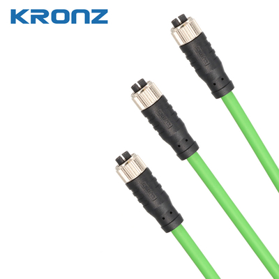 M12 Connectors Cat6A 26AWG Female PVC Drag Chain Shielded X-coding 8pin Connectoer
