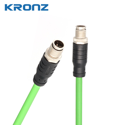 M12 Connectors X-coding 8pin Cat6A 4x2 26AWG Female PVC Shielded IE Cable Connectoer