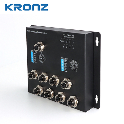 M12 Ethernet Switches DC 12-52V PoE 48-57V Wall-mounted 8-port X-coded Femal Connector