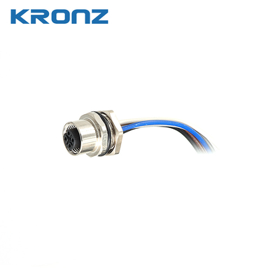 M12 Aviation Socket Flange Gold-plated Connector Joint 5pin Welded Waterproof IP67