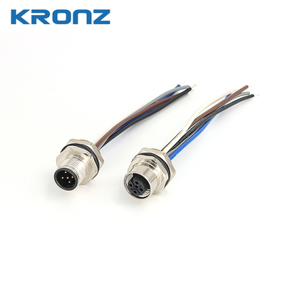 M12 Aviation Socket Flange Gold-plated Connector Joint 5pin Welded Waterproof IP67