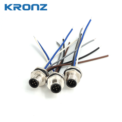 M12 Connector Socket Panel Aviation Wire Connector 5 Pin Electrical Cable Shielded