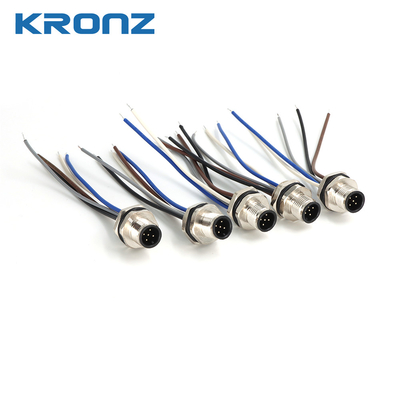 M12 Connector Socket Panel Aviation Wire Connector 5 Pin Electrical Cable Shielded