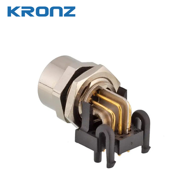 M12 Angled Female Back Mount Socket PCB Type Panel Mount 3/4/5/6/7/8/12 Pin Connectors