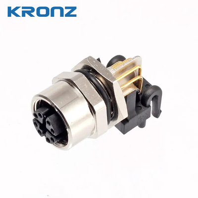 M12 Angled Female Back Mount Socket PCB Type Panel Mount 3/4/5/6/7/8/12 Pin Connectors