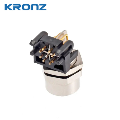 M12 Angled Female Back Mount Socket PCB Type Panel Mount 3/4/5/6/7/8/12 Pin Connectors