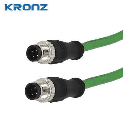 Industrial M12 Circular Connector Ambient Temperature -25- 85C Straight Cable Outlet