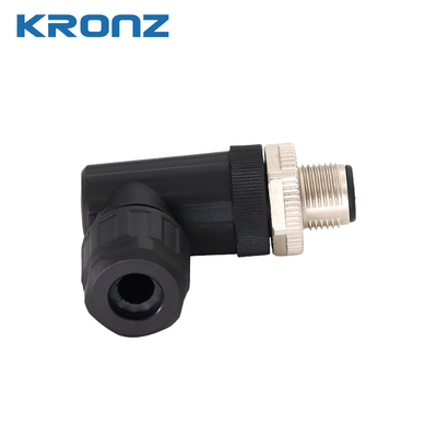 Industrial M12 Connector With Angle Cable Outlet Coding A Insulation Resistance ≥100MΩ