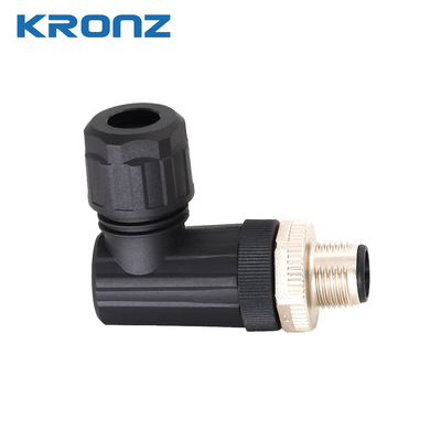 Industrial M12 Connector With Angle Cable Outlet Coding A Insulation Resistance ≥100MΩ