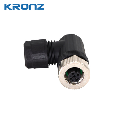 Industrial M12 Field-wirable Connector 5 Pin with IP67 Waterproof Angled Cable Outlet