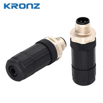 M12 Plug Connector 8 Pin A-code Black Screw Connection For Industrial Applications