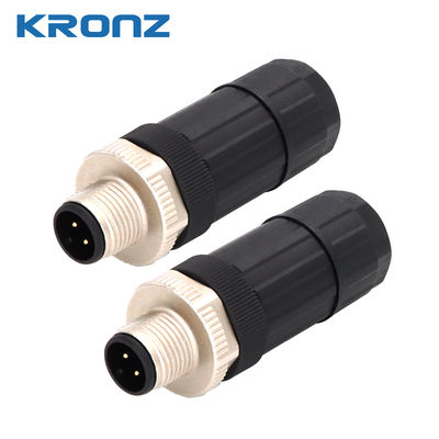 M12 Plug Connector 8 Pin A-code Black Screw Connection For Industrial Applications
